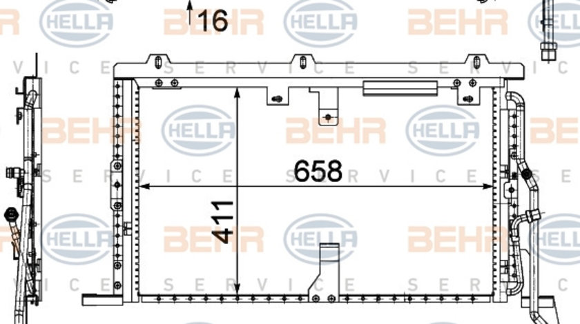 Condensator, climatizare (8FC351302594 HELLA) CADILLAC,FIAT,OPEL,VAUXHALL