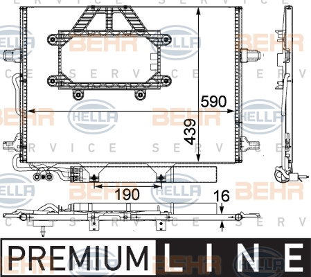 Condensator, climatizare (8FC351303451 HELLA) MERCEDES-BENZ