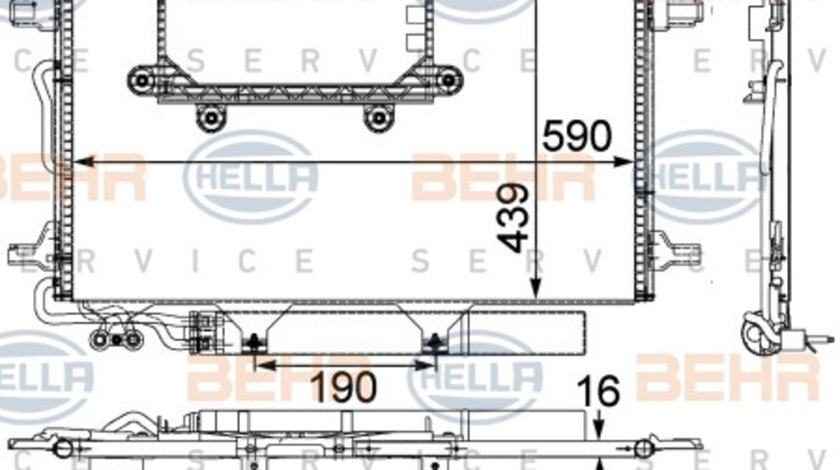 Condensator, climatizare (8FC351303451 HELLA) MERCEDES-BENZ