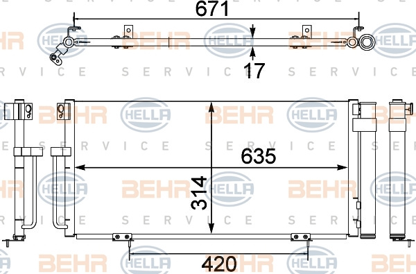 Condensator, climatizare (8FC351303791 HELLA) SUBARU