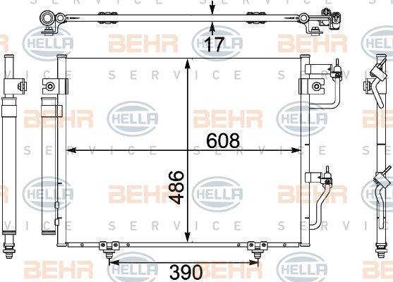Condensator, climatizare (8FC351304081 HELLA) MITSUBISHI