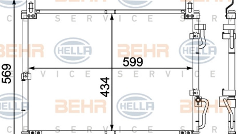 Condensator, climatizare (8FC351304151 HELLA) SSANGYONG