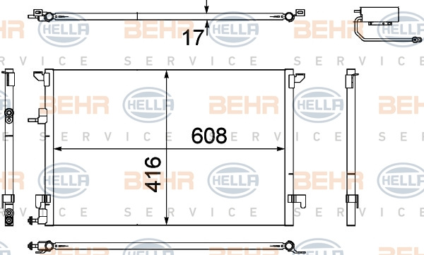 Condensator, climatizare (8FC351304471 HELLA) SAAB