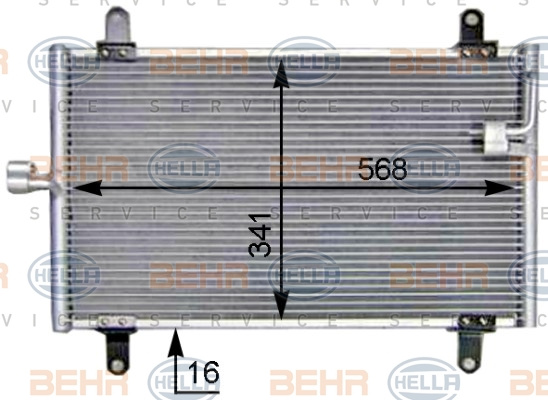 Condensator, climatizare (8FC351305211 HELLA) Citroen,FIAT,PEUGEOT