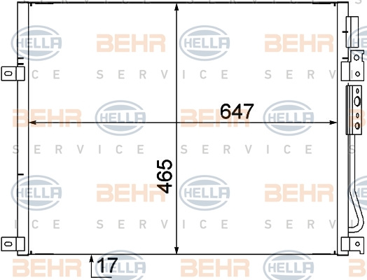 Condensator, climatizare (8FC351309111 HELLA) JEEP