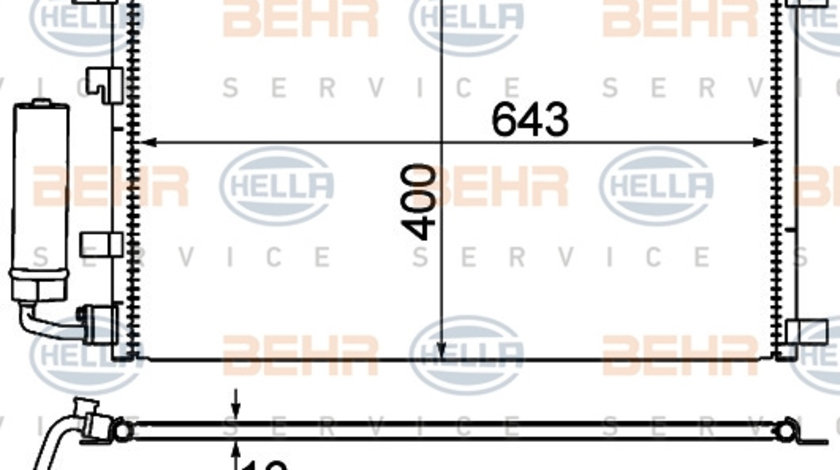 Condensator, climatizare (8FC351310121 HELLA) NISSAN