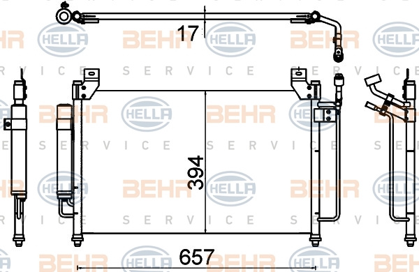 Condensator, climatizare (8FC351310701 HELLA) MAZDA