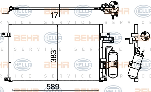 Condensator, climatizare (8FC351310721 HELLA) CHEVROLET,HOLDEN