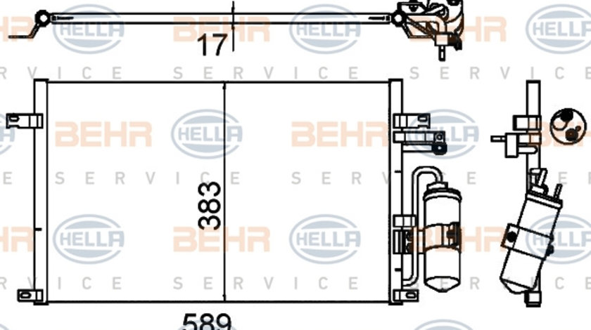 Condensator, climatizare (8FC351310721 HELLA) CHEVROLET,HOLDEN