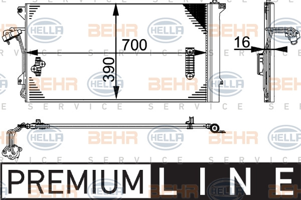Condensator, climatizare (8FC351317461 HELLA) AUDI,PORSCHE,VW