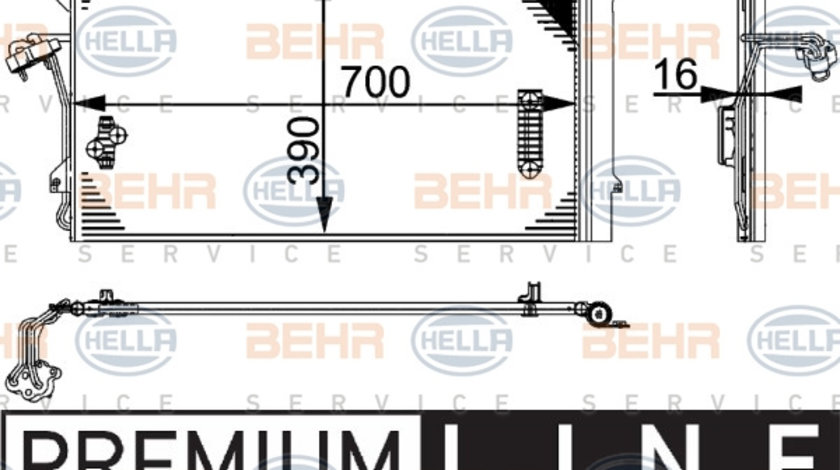 Condensator, climatizare (8FC351317461 HELLA) AUDI,PORSCHE,VW