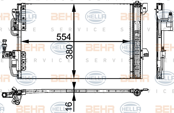 Condensator, climatizare (8FC351317534 HELLA) OPEL,VAUXHALL