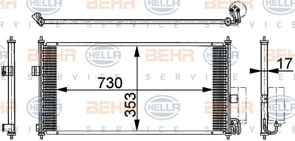 Condensator, climatizare (8FC351317751 HELLA) NISSAN