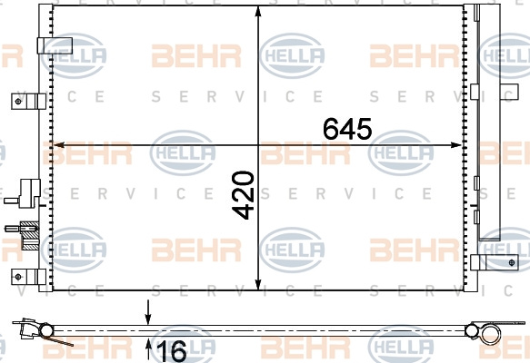 Condensator, climatizare (8FC351318394 HELLA) ALFA ROMEO