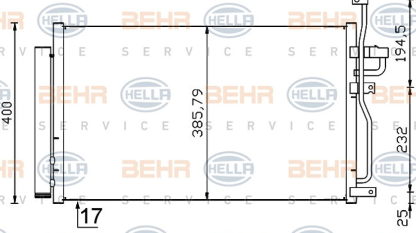 Condensator, climatizare (8FC351319191 HELLA) CHEVROLET,OPEL,VAUXHALL