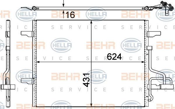 Condensator, climatizare (8FC351319401 HELLA) FORD