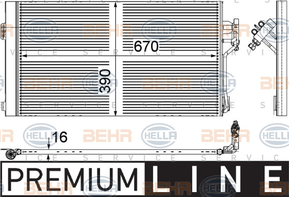Condensator, climatizare (8FC351343001 HELLA) MERCEDES-BENZ