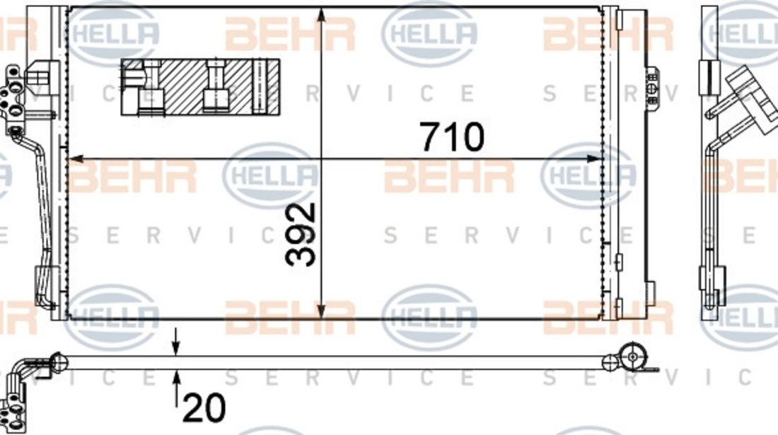 Condensator, climatizare (8FC351343014 HELLA) MERCEDES-BENZ