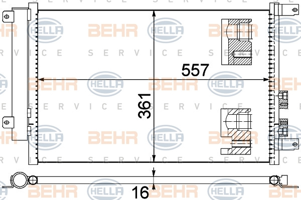 Condensator, climatizare (8FC351343504 HELLA) ALFA ROMEO