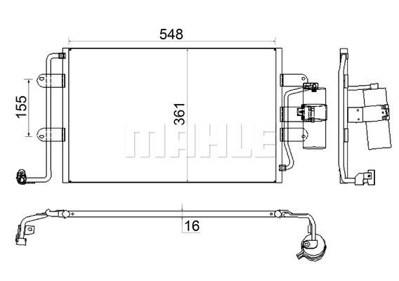 Condensator, climatizare (AC228001S MAHLE KNECHT) VW