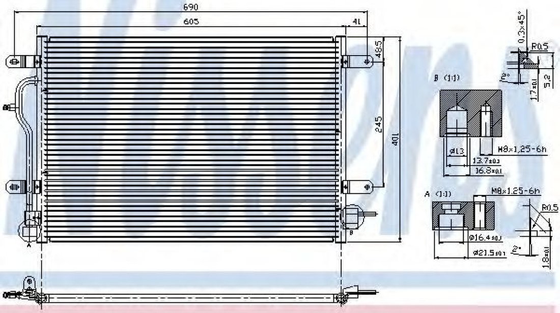 Condensator, climatizare AUDI A4 (8E2, B6) (2000 - 2004) NISSENS 94583 piesa NOUA