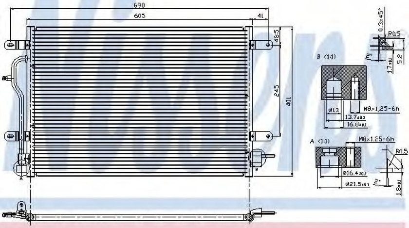 Condensator, climatizare AUDI A4 (8E2, B6) (2000 - 2004) NISSENS 94583 piesa NOUA