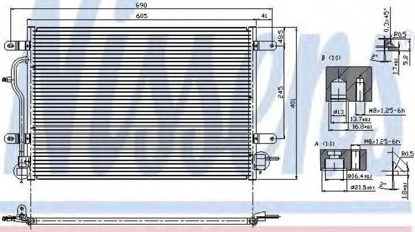 Condensator, climatizare AUDI A4 Avant (8E5, B6) (2001 - 2004) NISSENS 94583 piesa NOUA