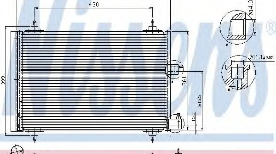 Condensator, climatizare CITROEN BERLINGO caroserie (M) (1996 - 2016) NISSENS 94542 piesa NOUA
