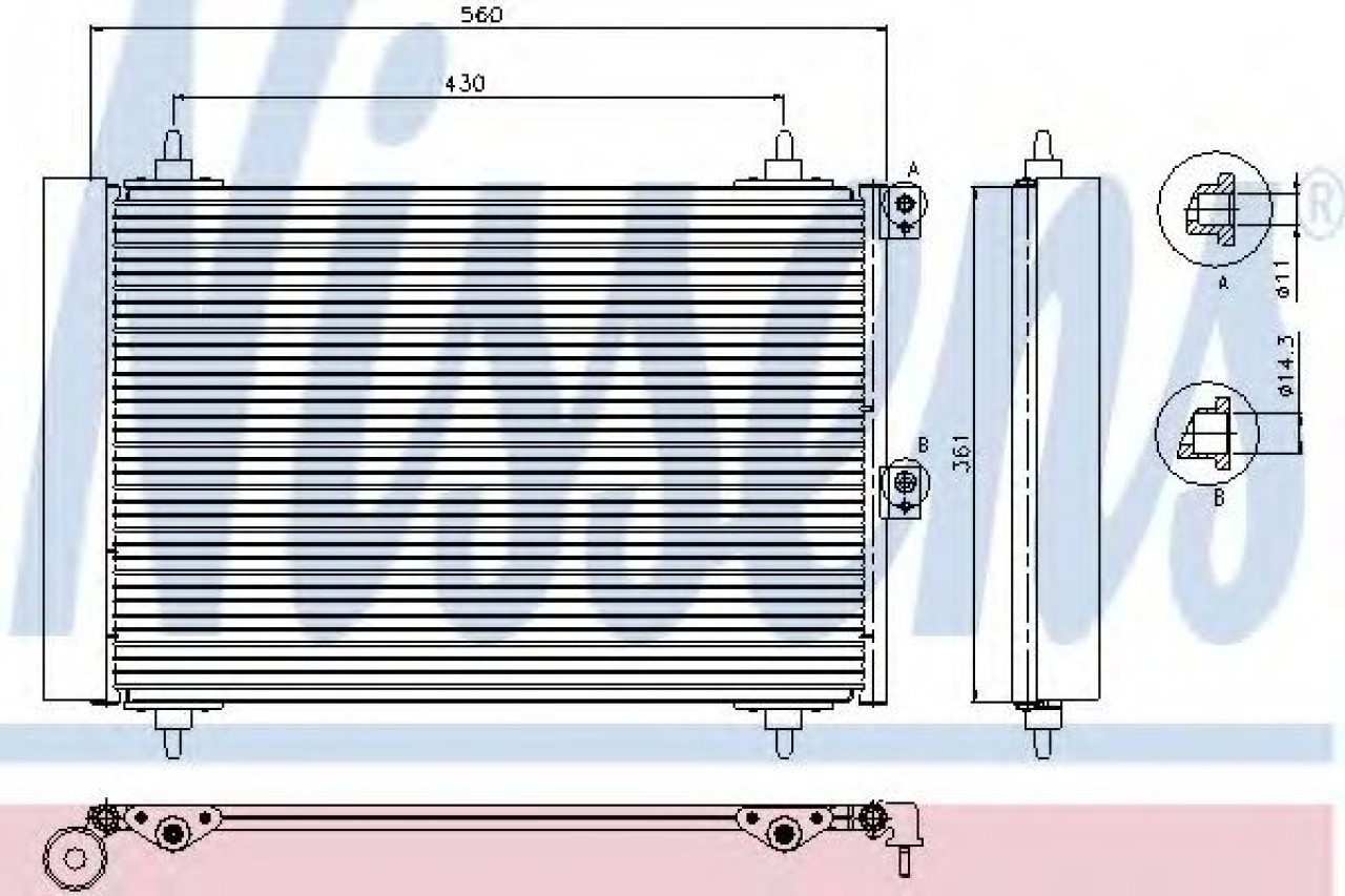 Condensator, climatizare CITROEN BERLINGO caroserie (M) (1996 - 2016) NISSENS 94870 piesa NOUA