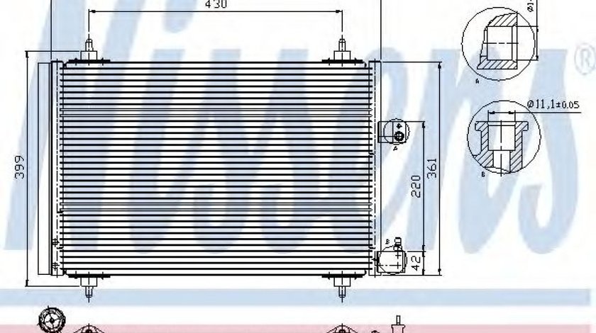 Condensator, climatizare CITROEN C5 II Break (RE) (2004 - 2016) NISSENS 94723 piesa NOUA