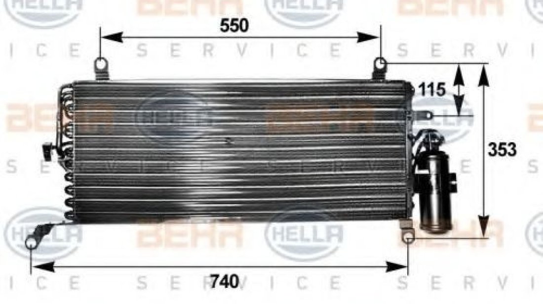 Condensator, climatizare FIAT PUNTO Cabriolet (176C) (1994 - 2000) HELLA 8FC 351 038-641 piesa NOUA