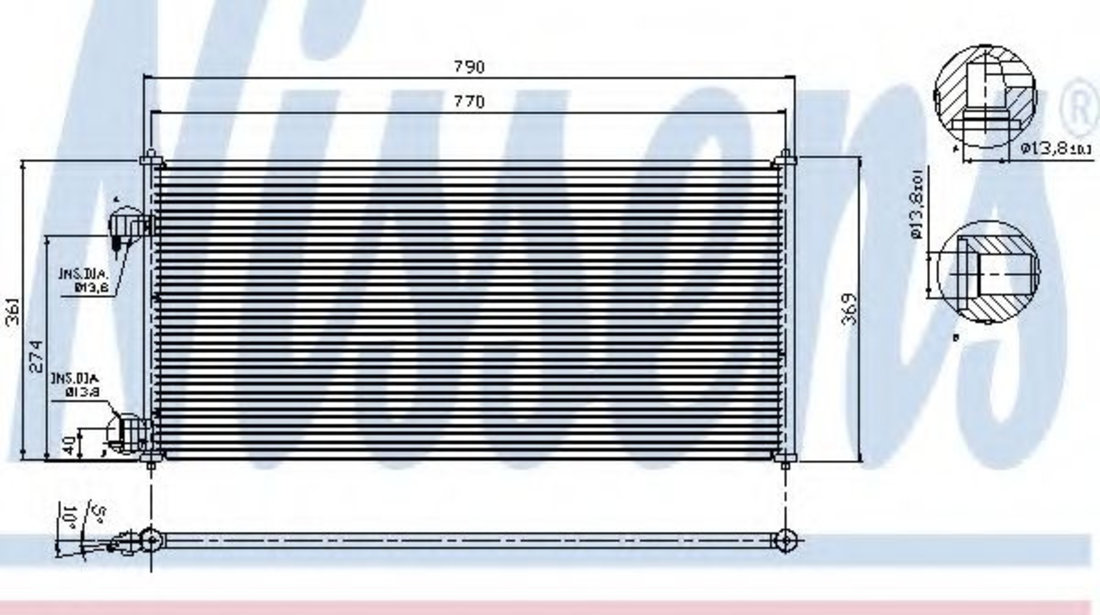 Condensator, climatizare FORD TRANSIT CONNECT (P65, P70, P80) (2002 - 2016) NISSENS 94664 piesa NOUA