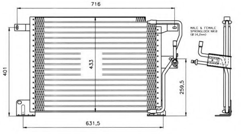 Condensator, climatizare JEEP GRAND CHEROKEE I (ZJ) (1991 - 1999) NRF 35221 piesa NOUA