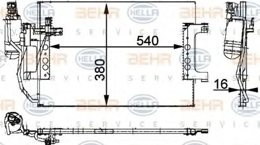 Condensator, climatizare MERCEDES A-CLASS (W168) (1997 - 2004) HELLA 8FC 351 301-391 piesa NOUA