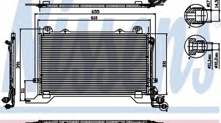 Condensator, climatizare MERCEDES E-CLASS (W210) (1995 - 2003) NISSENS 94567 piesa NOUA
