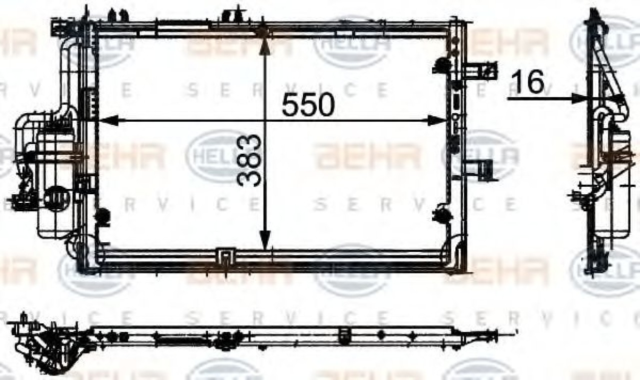 Condensator, climatizare OPEL COMBO Tour (2001 - 2016) HELLA 8FC 351 300-621 piesa NOUA