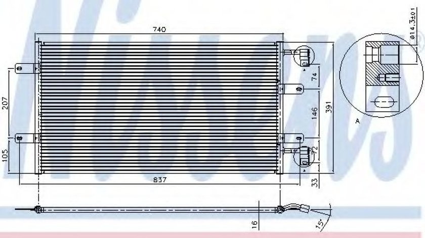 Condensator, climatizare OPEL VIVARO platou / sasiu (E7) (2006 - 2014) NISSENS 94678 piesa NOUA