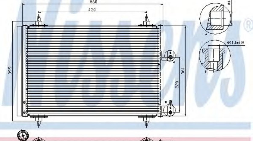 Condensator, climatizare PEUGEOT 307 Estate (3E) (2002 - 2016) NISSENS 94560 piesa NOUA