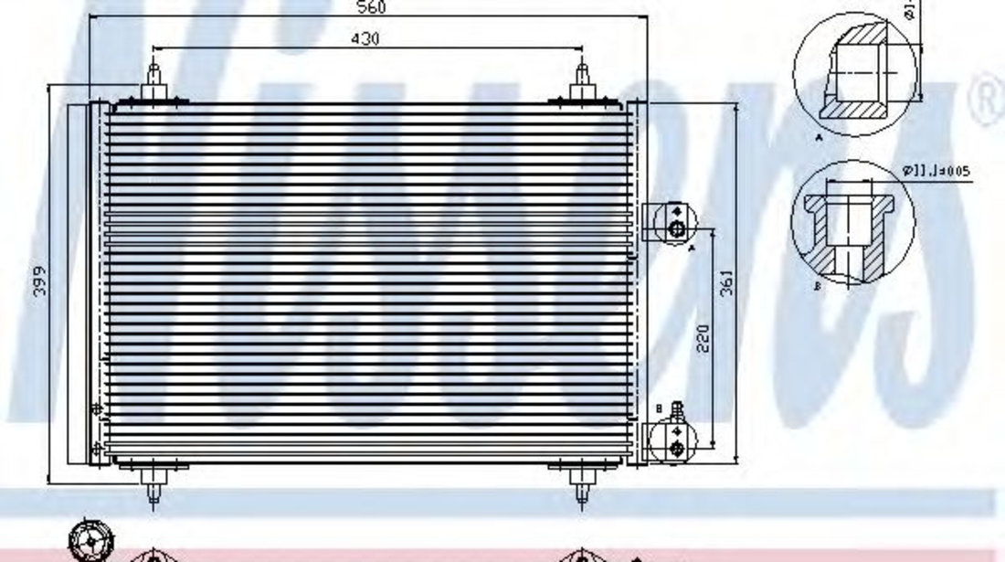 Condensator, climatizare PEUGEOT 307 SW (3H) (2002 - 2016) NISSENS 94560 piesa NOUA