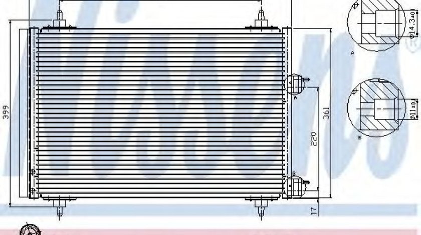Condensator, climatizare PEUGEOT 307 SW (3H) (2002 - 2016) NISSENS 94570 piesa NOUA