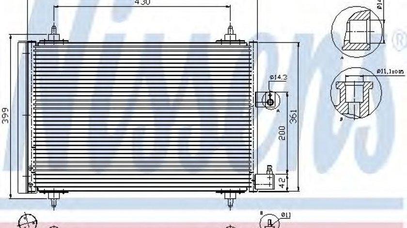 Condensator, climatizare PEUGEOT 406 (8B) (1995 - 2005) NISSENS 94534 piesa NOUA