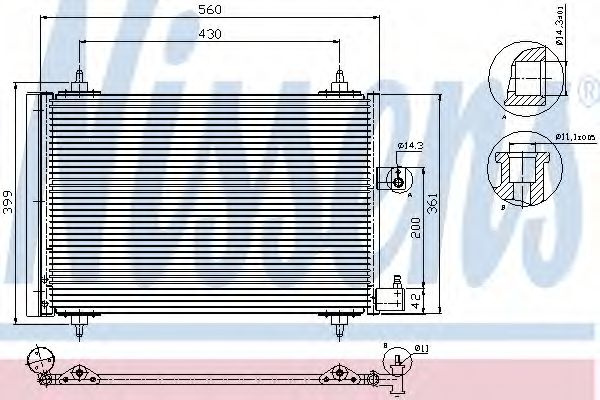Condensator, climatizare PEUGEOT 406 (8B) (1995 - 2005) NISSENS 94534 piesa NOUA