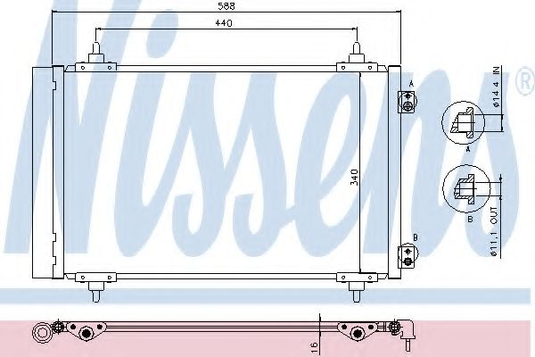 Condensator, climatizare PEUGEOT 807 (E) (2002 - 2016) NISSENS 940111 piesa NOUA