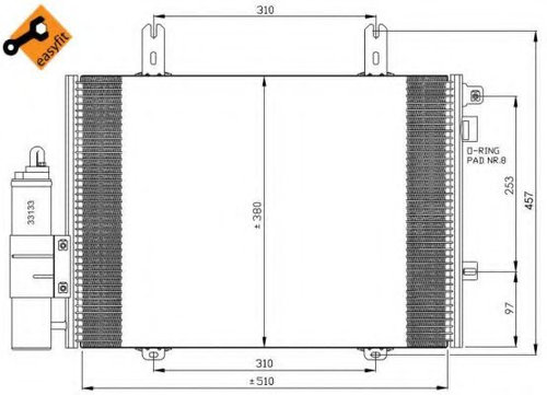 Condensator, climatizare RENAULT CLIO II (BB0/1/2, CB0/1/2) (1998 - 2005) NRF 35353 piesa NOUA