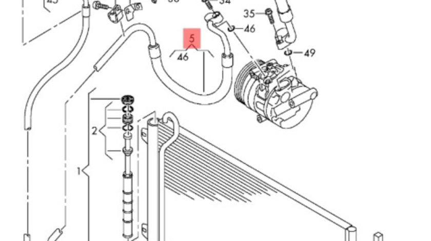 Conducta AC compresor-radiator 3C0820721M Vw Passat B6 2.0 TDI 2009 CBAB OEM 3C0820721M