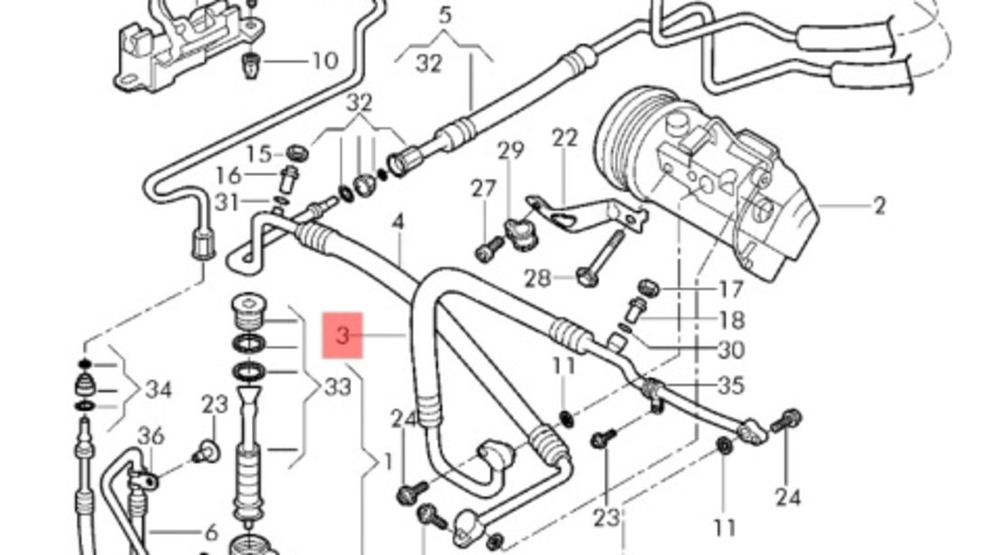 Conducta AC compresor-radiator Volkswagen Polo (6N) Hatchback 2001 1.4 TDI OEM 6Q0820721AF