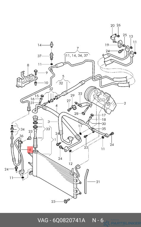 Conducta AC inalta presiune Seat Cordoba (6L2) Berlina 2003 1.9 SDI OEM 6Q0820741A
