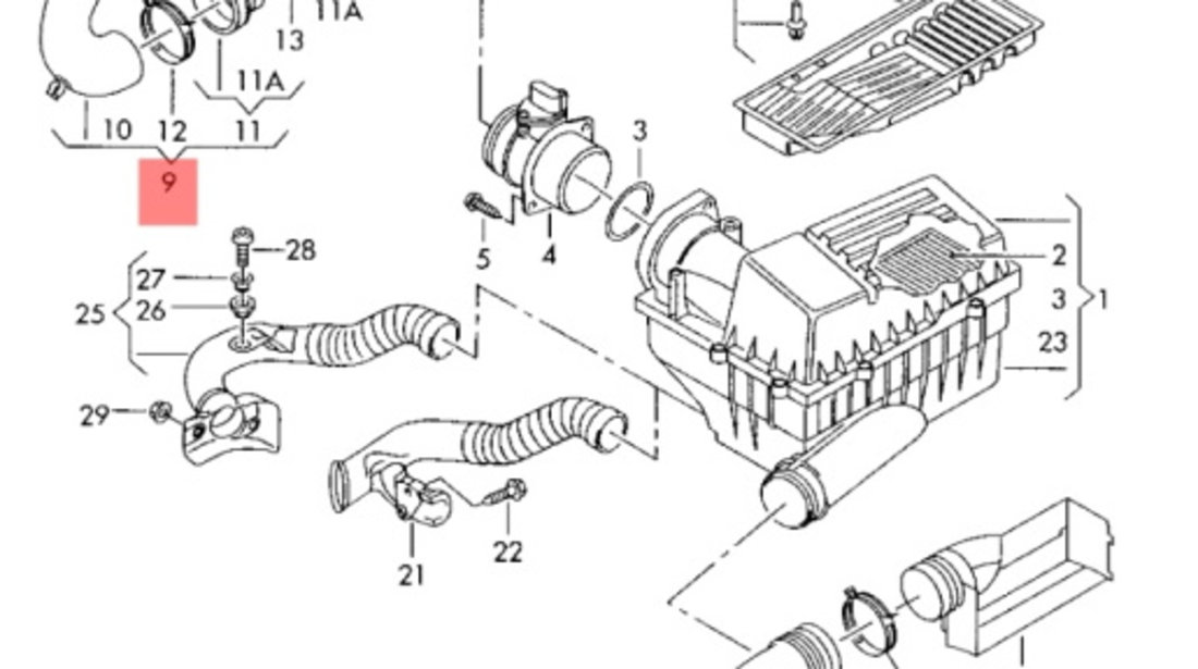 Conducta admisie aer turbo Volkswagen Passat B7 (365) Variant 2011 2.0 TDI OEM 3C0129654P