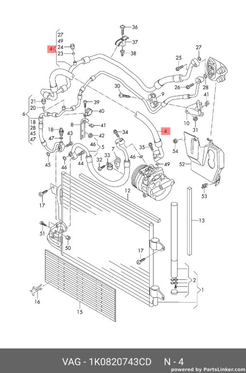 Conducta aer conditionat lunga si groasa Skoda Octavia 1.9 TDI BXE 2007 SKODA OCTAVIA [ 1959 - 1971 ] OEM 1K0820743CD