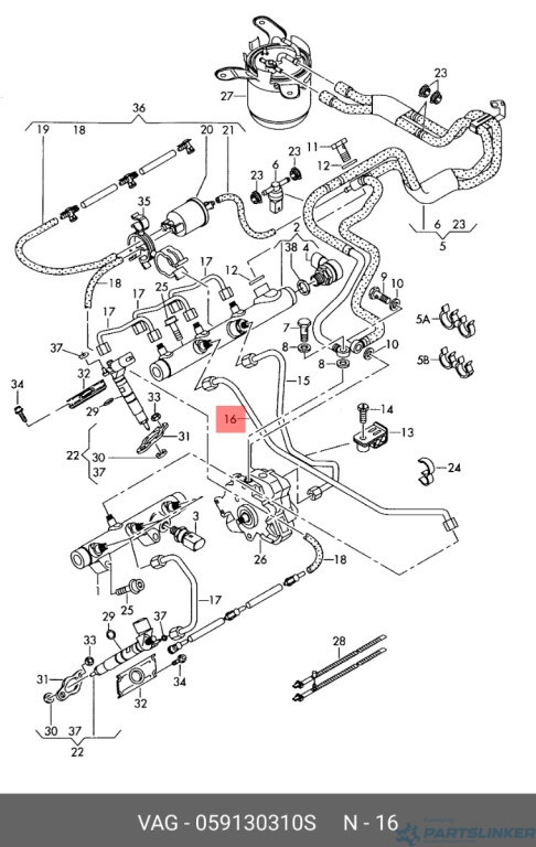 Conducta combustibil Audi A6 C6 (4F2) Sedan 2006 2.7 TDI OEM 059130310S